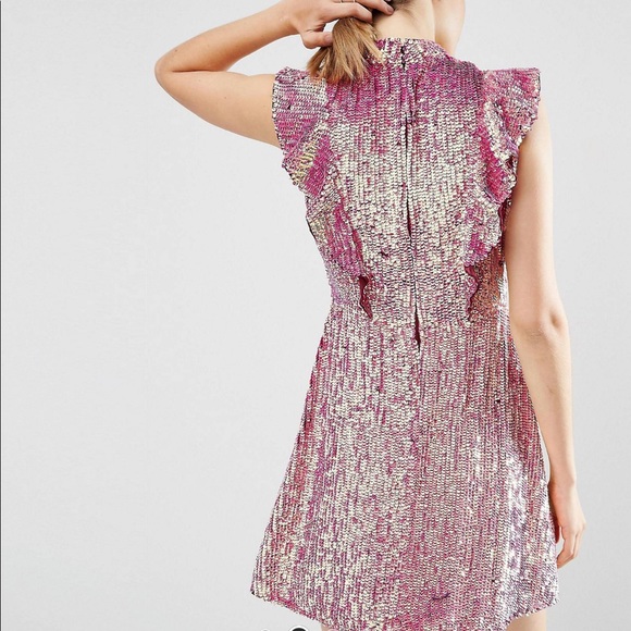 ⭐️ ASOS Pink Sequin Ruffle Dress - Picture 9 of 10